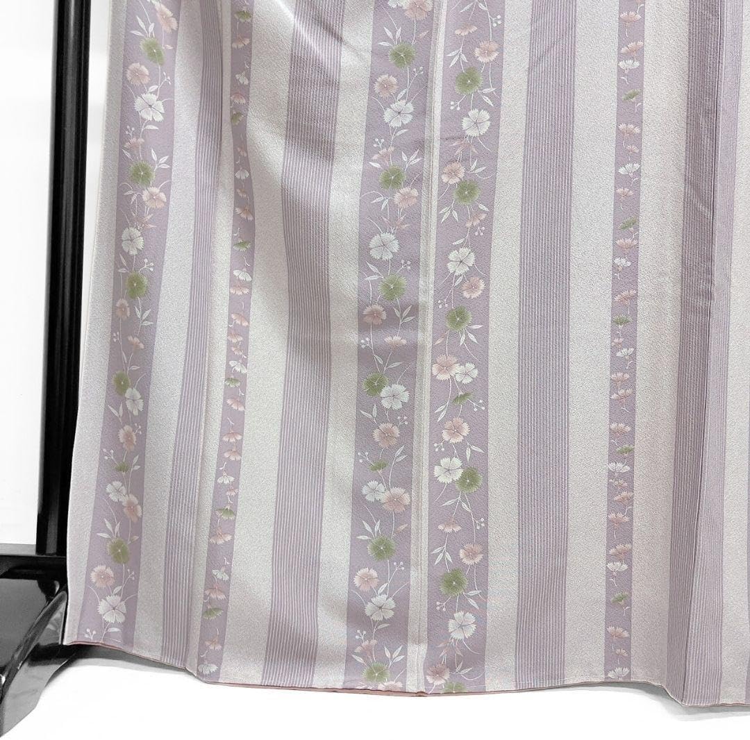 未着用　縦縞　撫子模様　小紋　着物　121a p 未着用 縦縞 撫子模様 小紋 着物 121a p 【公式通販】